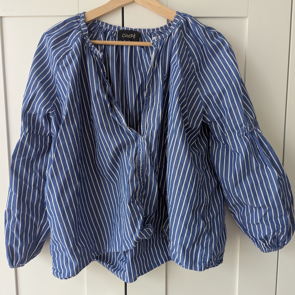 Chaps Blue Striped Women's Top